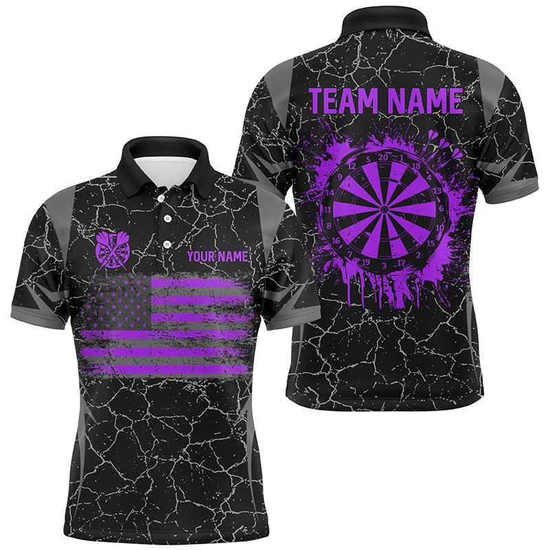 Personalized Purple Retro US Flag Patriotic Men Dart, Crack Pattern Grunge Dart