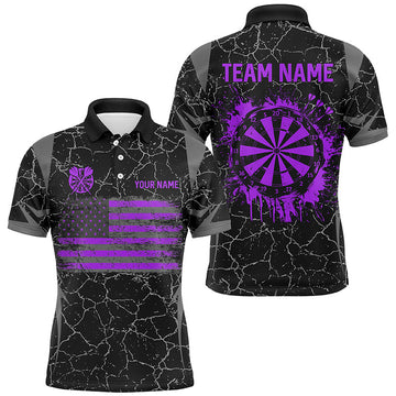 Personalized Purple Retro US Flag Patriotic Men Dart, Crack Pattern Grunge Dart