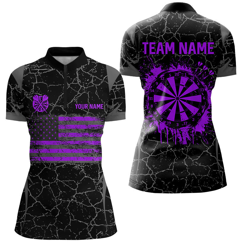 Personalized Purple Retro US Flag Patriotic Men Dart, Crack Pattern Grunge Dart