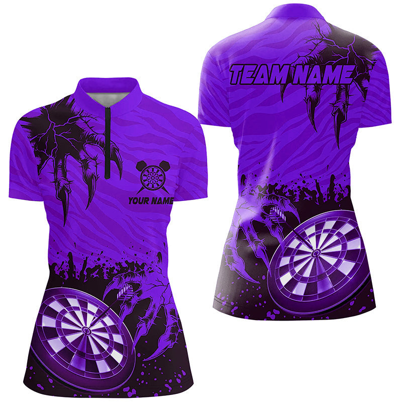 Funny Claw Dartboard Purple Men Darts and Quarter-Zip Custom Team League Darts