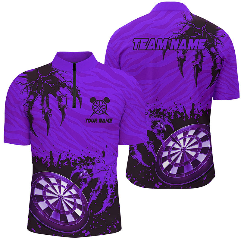 Funny Claw Dartboard Purple Men Darts and Quarter-Zip Custom Team League Darts