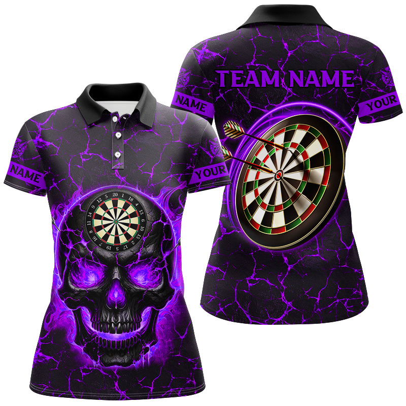 Personalized Fire Flame Skull Magma Pattern Men Dart, Dart League Team |Purple