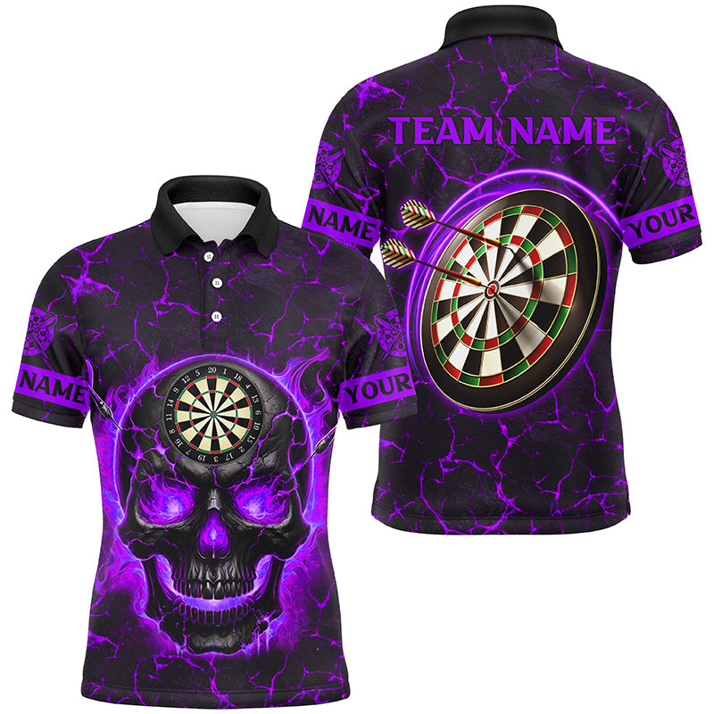 Personalized Fire Flame Skull Magma Pattern Men Dart, Dart League Team |Purple