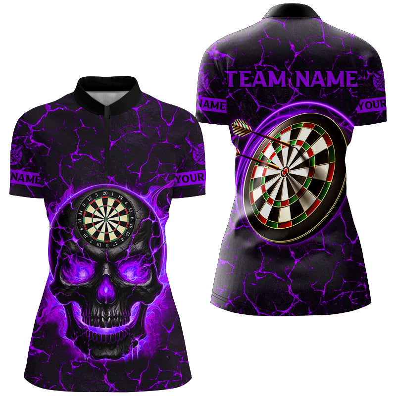 Personalized Fire Flame Skull Magma Pattern Men Dart, Dart League Team |Purple