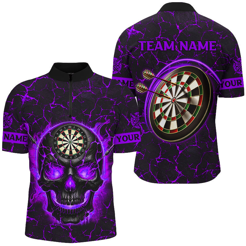 Personalized Fire Flame Skull Magma Pattern Men Dart, Dart League Team |Purple