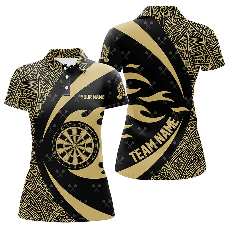 Yellow And Black Tribal Pattern Darts Men Quarter-Zip Custom Name Darts Team