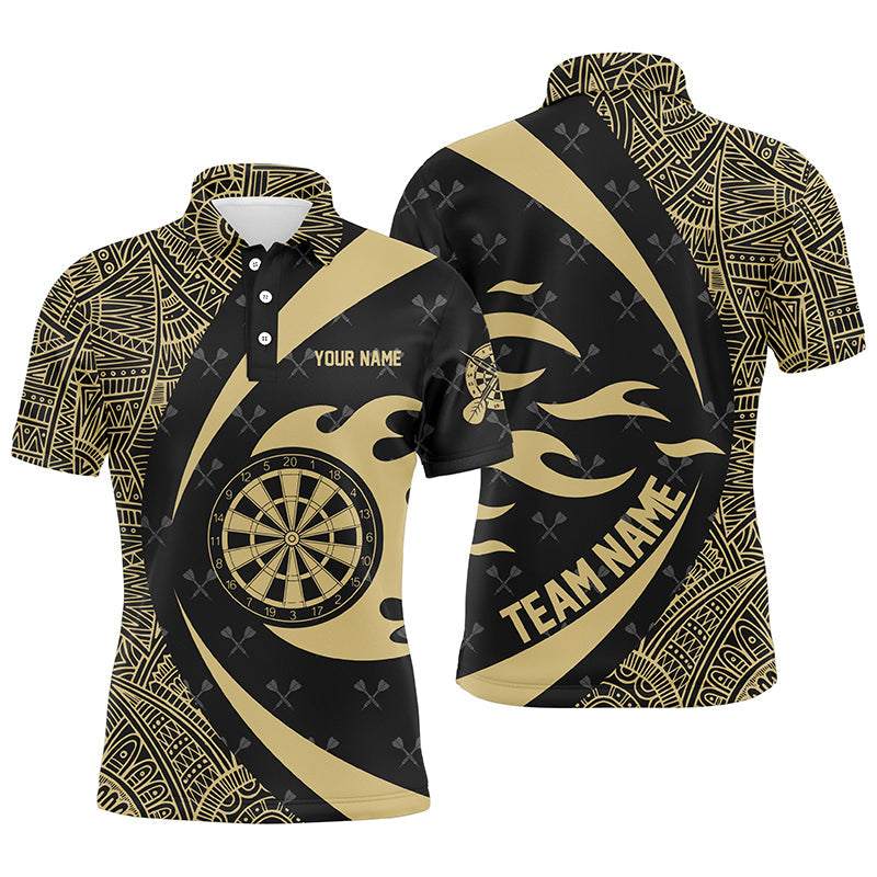Yellow And Black Tribal Pattern Darts Men Quarter-Zip Custom Name Darts Team
