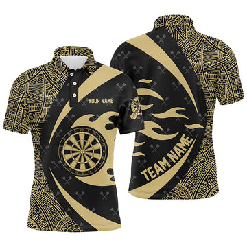 Yellow And Black Tribal Pattern Darts Men Quarter-Zip Custom Name Darts Team
