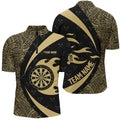 Yellow And Black Tribal Pattern Darts Men Quarter-Zip Custom Name Darts Team