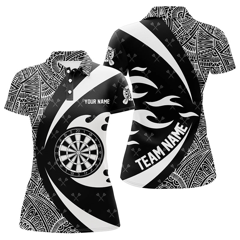 White And Black Tribal Pattern Darts Men Quarter-Zip Custom Name Darts Team