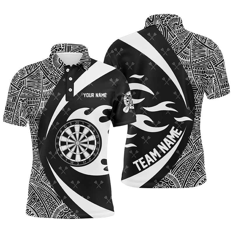 White And Black Tribal Pattern Darts Men Quarter-Zip Custom Name Darts Team