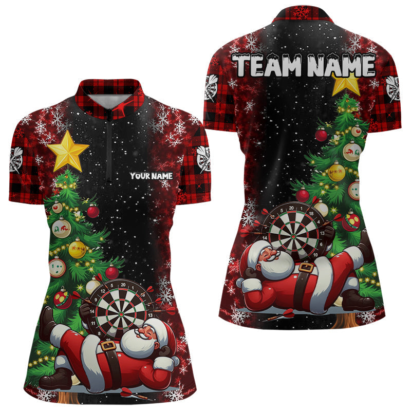 Black And Red Funny Santa Christmas Dart Custom Christmas Pine Tree Xmas Dart Outfit