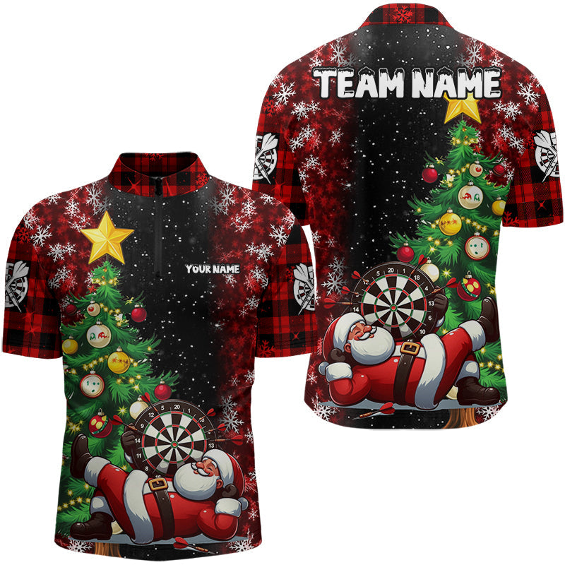 Black And Red Funny Santa Christmas Dart Custom Christmas Pine Tree Xmas Dart Outfit