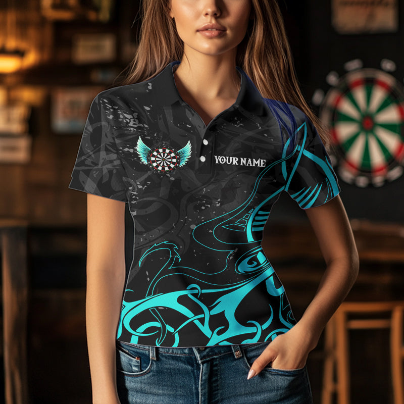 Personalized Turquoise Black Darts Arrow Wings Dart Custom Dart Team Outfit
