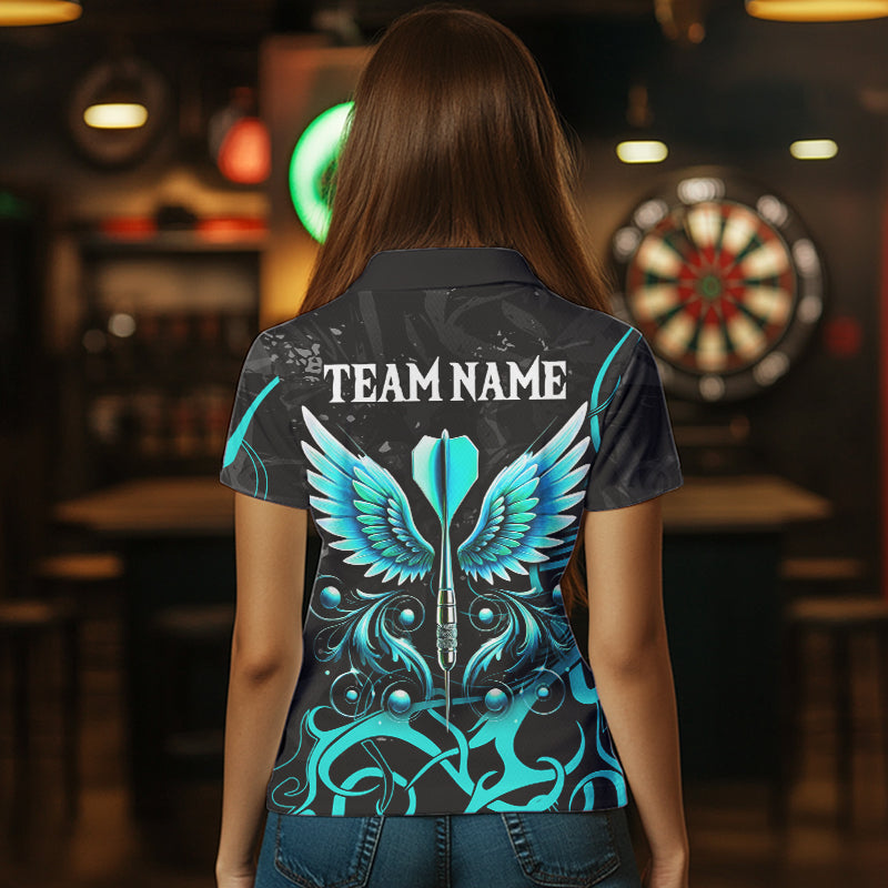 Personalized Turquoise Black Darts Arrow Wings Dart Custom Dart Team Outfit