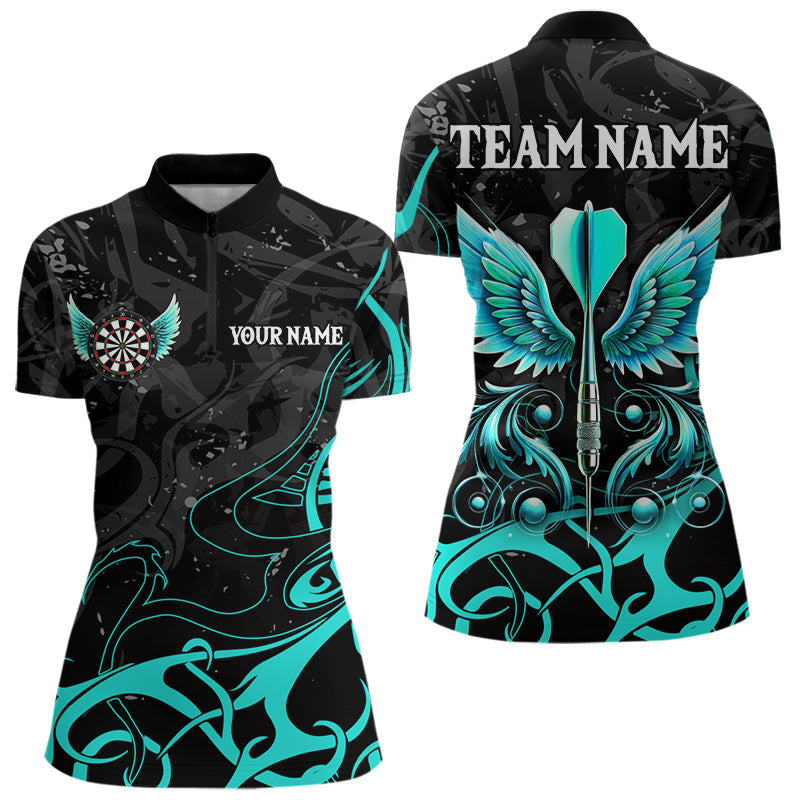 Personalized Turquoise Black Darts Arrow Wings Dart Custom Dart Team Outfit