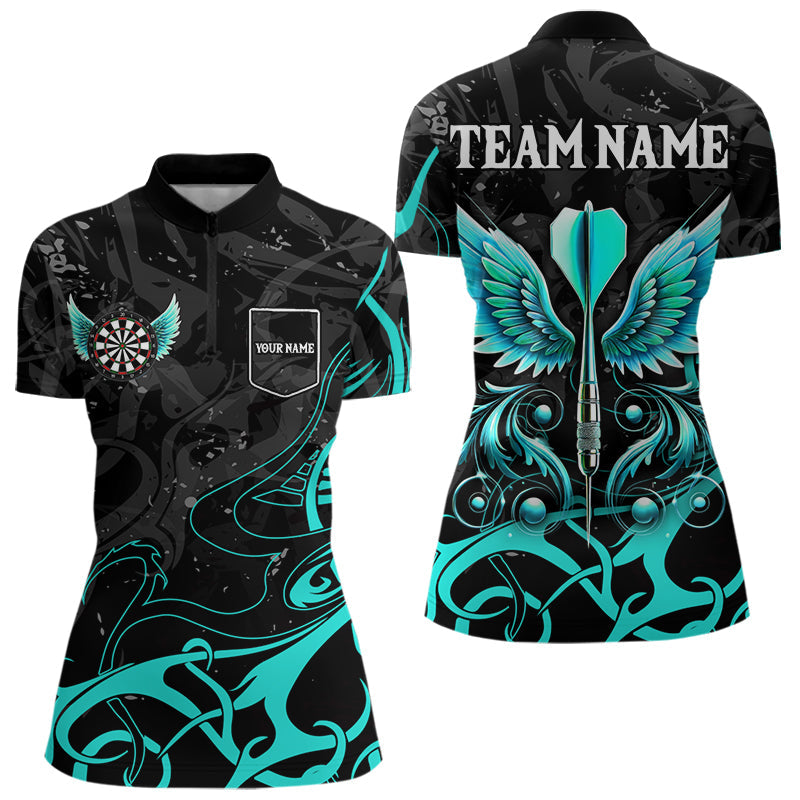 Personalized Turquoise Black Darts Arrow Wings Dart Custom Dart Team Outfit