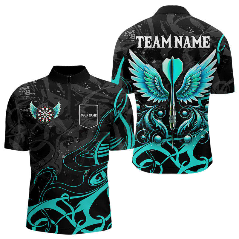 Personalized Turquoise Black Darts Arrow Wings Dart Custom Dart Team Outfit