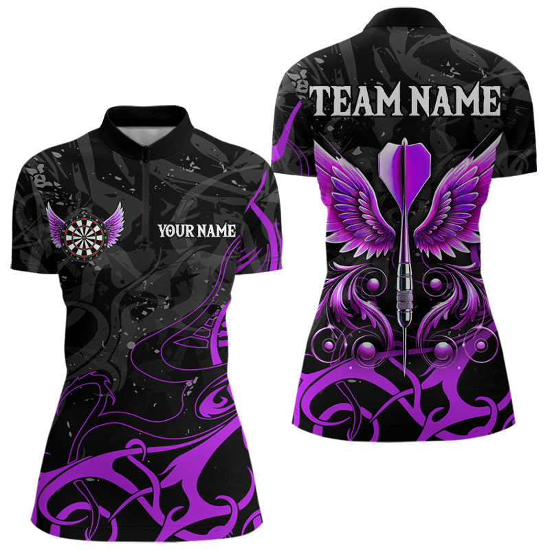 Personalized Purple Black Darts Arrow Wings Dart Custom Dart Team Outfit