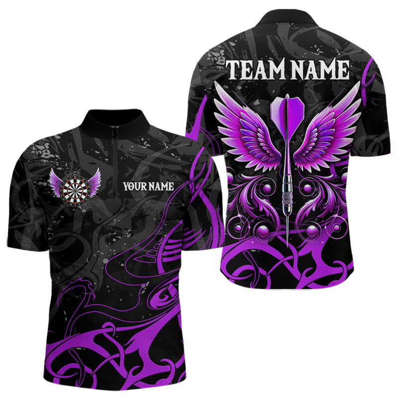 Personalized Purple Black Darts Arrow Wings Dart Custom Dart Team Outfit