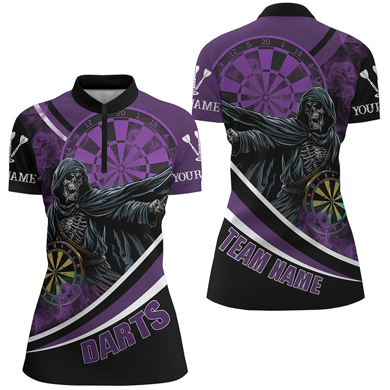 Death Skeleton Purple Darts Men and Quarter-Zip Custom Team League Darts