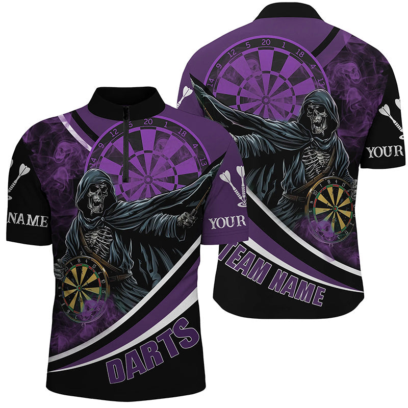 Death Skeleton Purple Darts Men and Quarter-Zip Custom Team League Darts