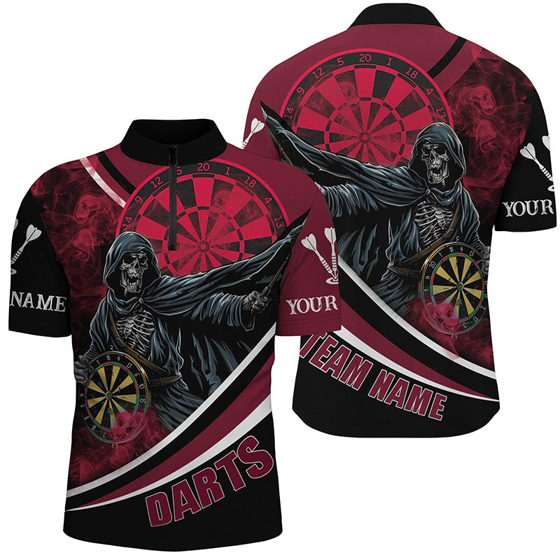Death Skeleton Red Darts Men and Quarter-Zip Custom Team League Darts