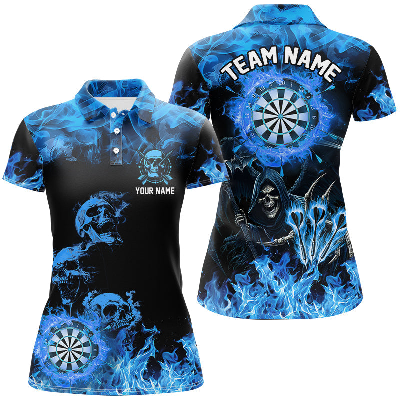 Fire Flame Darts Board Custom Skull Dart, Death Skeleton Scary Dart | Blue