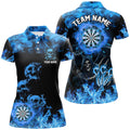Fire Flame Darts Board Custom Skull Dart, Death Skeleton Scary Dart | Blue