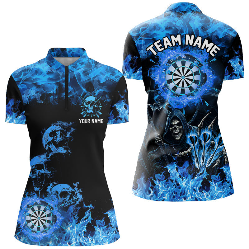 Fire Flame Darts Board Custom Skull Dart, Death Skeleton Scary Dart | Blue
