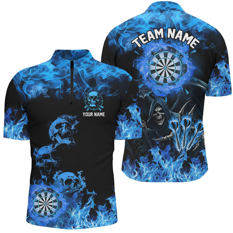 Fire Flame Darts Board Custom Skull Dart, Death Skeleton Scary Dart | Blue