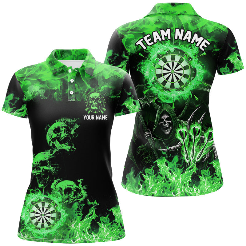 Fire Flame Darts Board Custom Skull Dart, Death Skeleton Scary Dart | Green