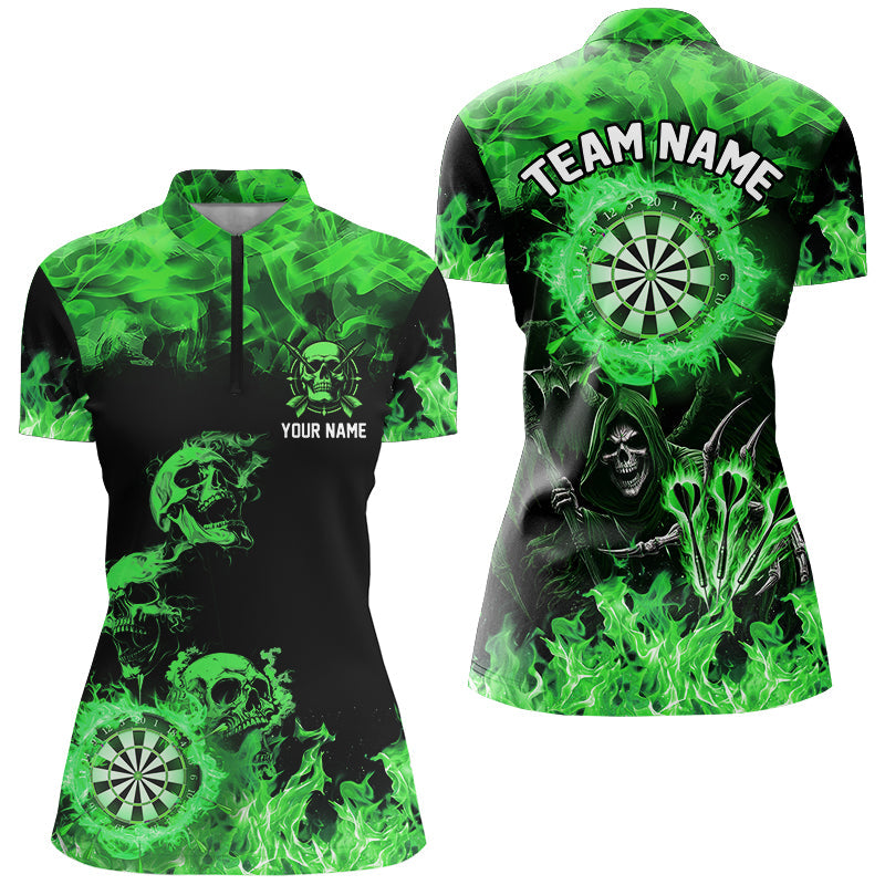 Fire Flame Darts Board Custom Skull Dart, Death Skeleton Scary Dart | Green