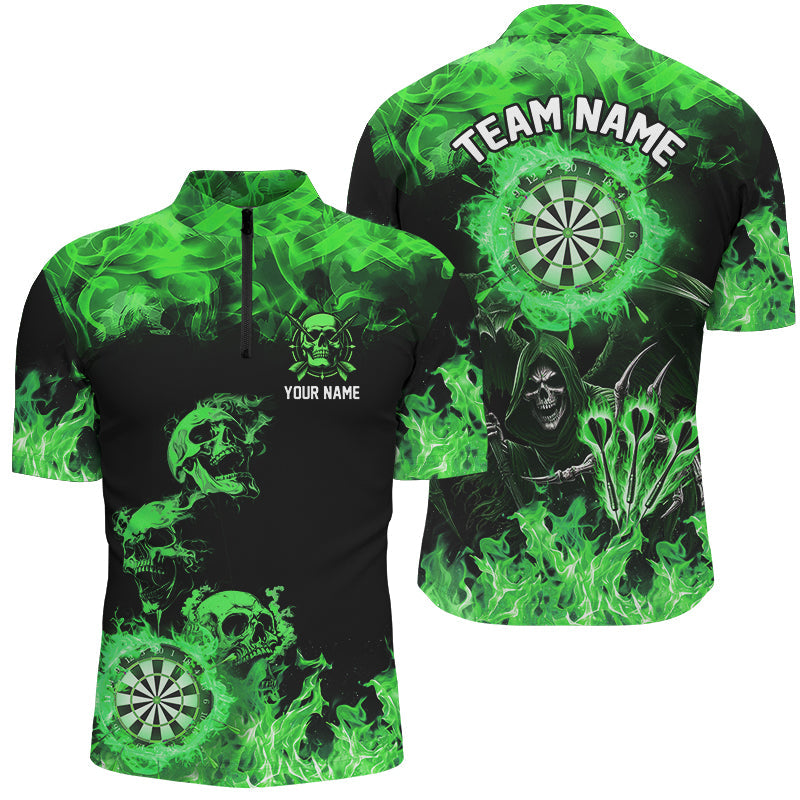 Fire Flame Darts Board Custom Skull Dart, Death Skeleton Scary Dart | Green