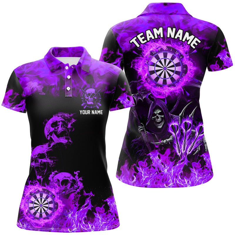 Fire Flame Darts Board Custom Skull Dart, Death Skeleton Scary Dart | Purple