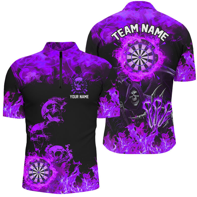 Fire Flame Darts Board Custom Skull Dart, Death Skeleton Scary Dart | Purple