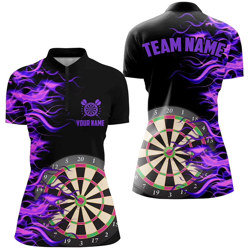 Purple Fire Flame Dart Board 3D Printed Women Darts Custom Team Name Darts Uniform