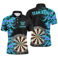 Turquoise Fire Flame Dart Board 3D Printed Men Darts Custom Team Name Darts Uniform