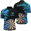 Turquoise Fire Flame Dart Board 3D Printed Men Darts Custom Team Name Darts Uniform