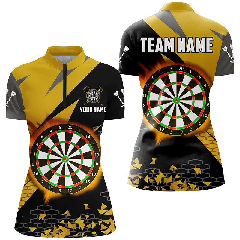Personalized 3D Darts Board Men and Quarter-Zip Custom Yellow Darts Team Attire