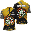 Personalized 3D Darts Board Men and Quarter-Zip Custom Yellow Darts Team Attire