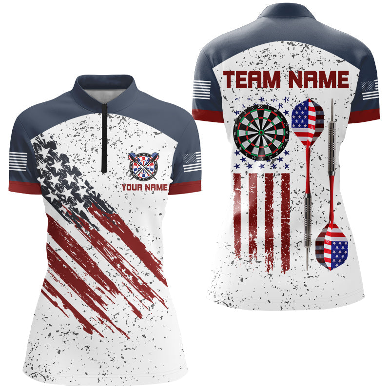 White Grunge American Flag Darts and Quarter-Zip Custom Patriotic Men Dart Darts