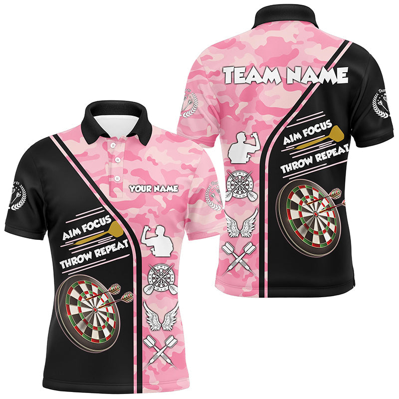 Aim Focus Throw Repeat Custom Pink Camouflage Darts, Funny Saying Dart