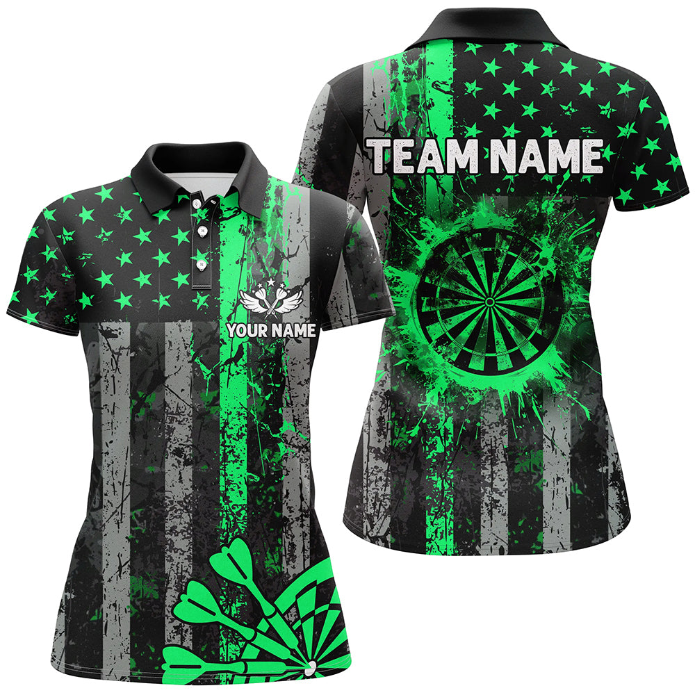 Custom Green Grunge US Flag Patriotic Darts, Retro Darts Board Darts Team