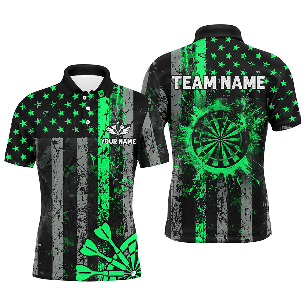 Custom Green Grunge US Flag Patriotic Darts, Retro Darts Board Darts Team
