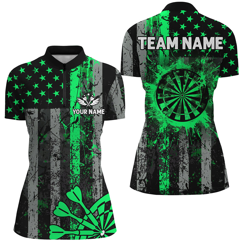 Custom Green Grunge US Flag Patriotic Darts, Retro Darts Board Darts Team