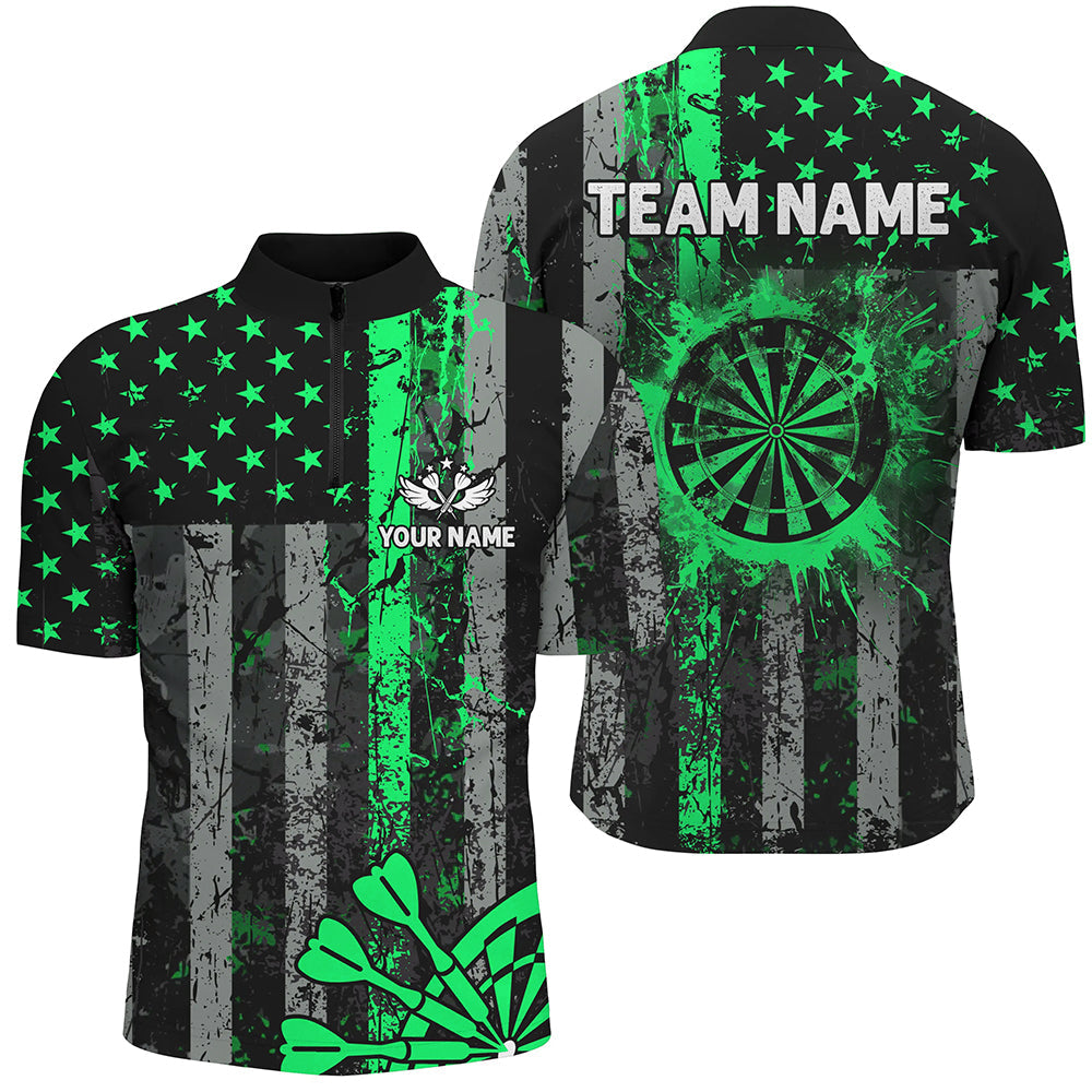 Custom Green Grunge US Flag Patriotic Darts, Retro Darts Board Darts Team