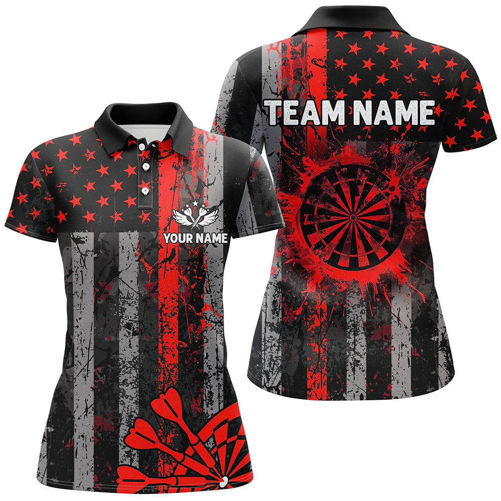 Custom Red Grunge US Flag Patriotic Darts, Retro Darts Board Darts Team