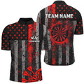 Custom Red Grunge US Flag Patriotic Darts, Retro Darts Board Darts Team