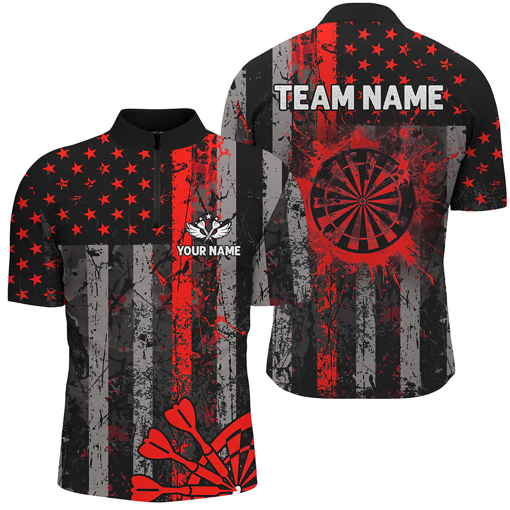Custom Red Grunge US Flag Patriotic Darts, Retro Darts Board Darts Team